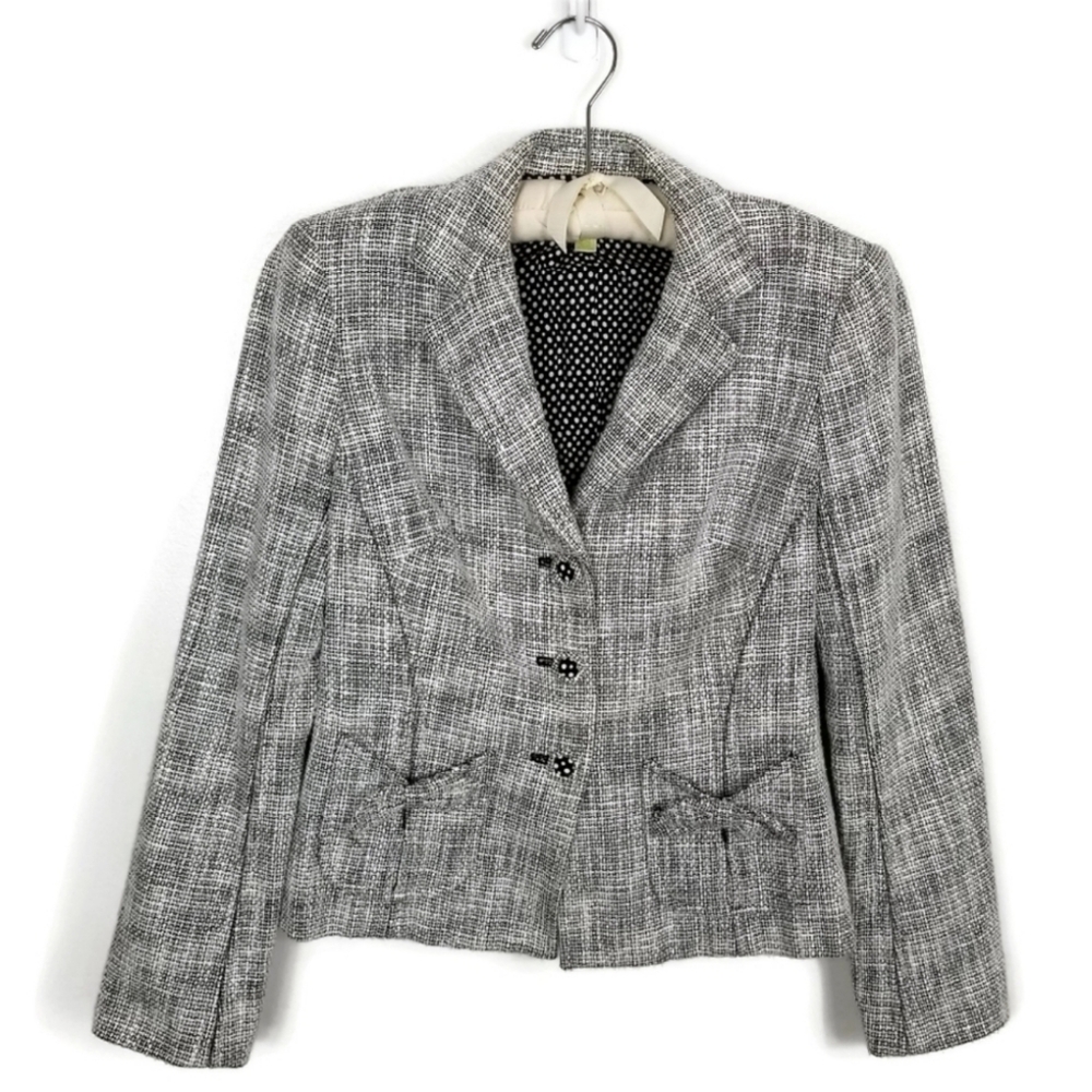 Sigrid Olsen Tweed Cropped Blazer Jacket With Bow Pockets 2